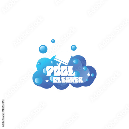 Vector illustration of swimming pool cleaning service logo design template