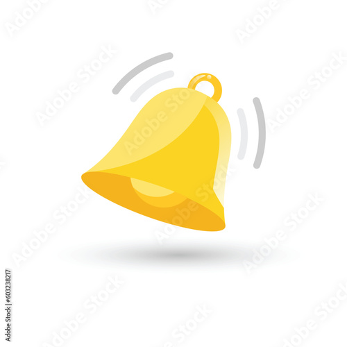 Notification bell icon. The golden alert bell is shaking to alert the upcoming schedule. photo