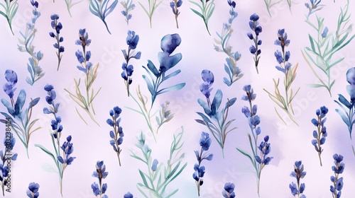  a watercolor painting of lavender flowers on a white background. generative ai