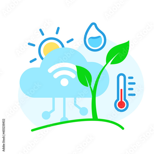 IOT internet of things, smart farming concept illustration flat design vector eps10. modern graphic ui element for infographic, icon