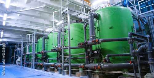 water treatment tanks at industrial power plant