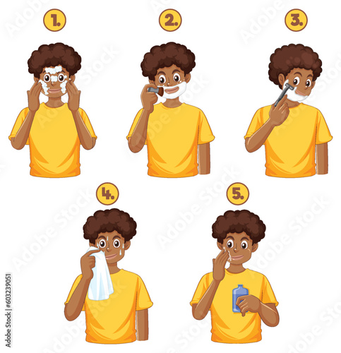 Set of Afro teen with daily routine