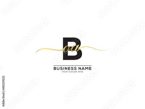 Slime Signature letters Boa Logo Icon, Monogram boa oba Logo Letter Vector Template