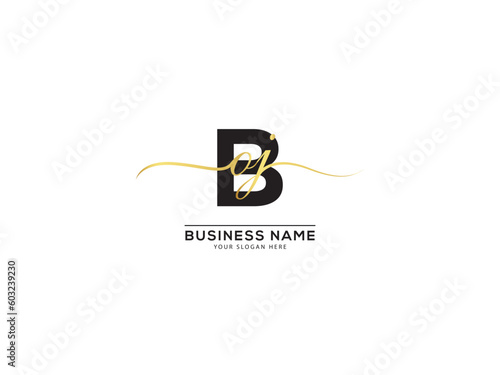 Slime Signature letters Boj Logo Icon, Monogram boj obj Logo Letter Vector Template photo