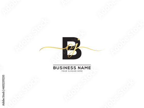 Slime Signature letters Boj Logo Icon, Monogram boj obj Logo Letter Vector Template