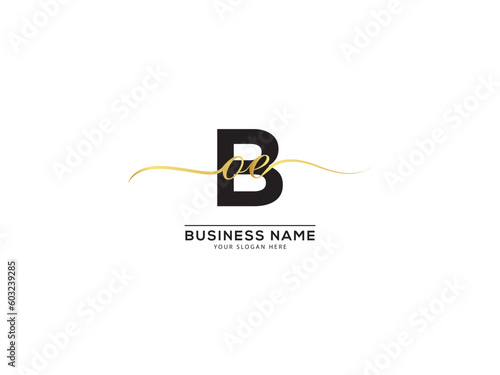 Slime Signature letters Boe Logo Icon, Monogram boe obe Logo Letter Vector Template