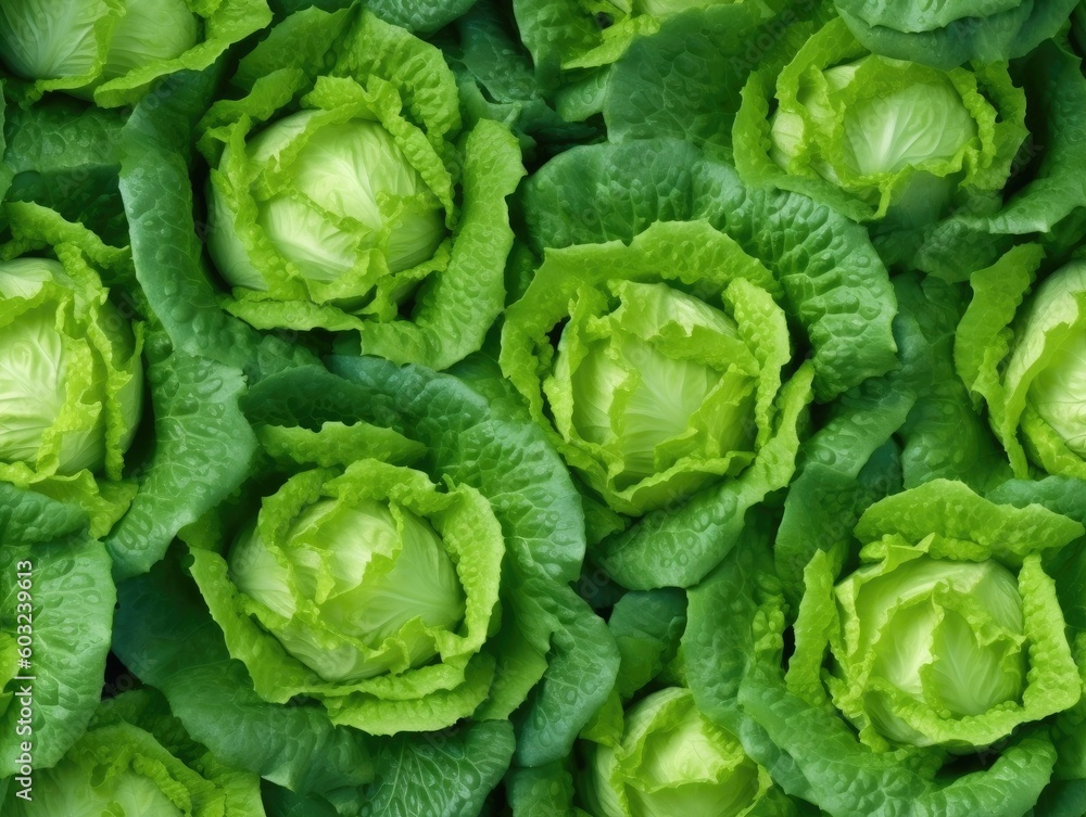 Fototapeta premium Lettuce background as seamless tile (generative AI)