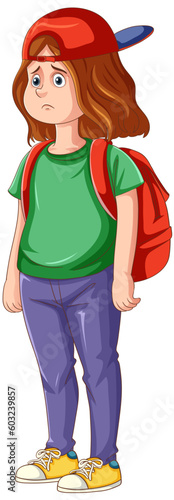 Disappointed Teenage Girl Cartoon Character