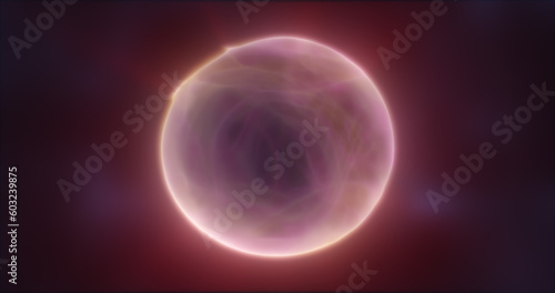 Abstract red orange energy sphere round glowing magical digital futuristic space background