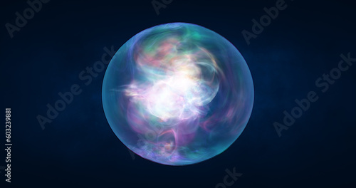 Abstract ball sphere planet iridescent energy transparent glass energy abstract background