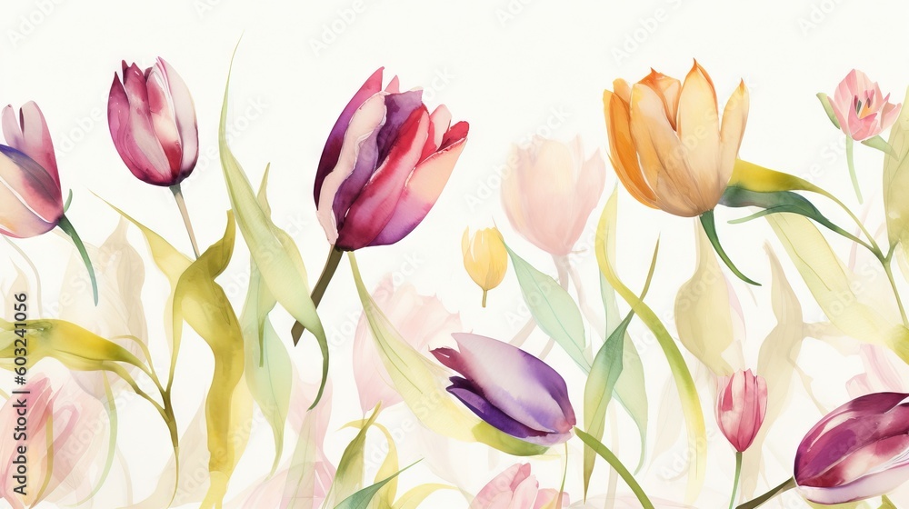 a painting of a bunch of flowers on a white background. generative ai a painting of a bunch of flowers on a white background. generative ai