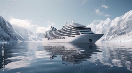 Arctic Serenity: Opulent Cruise Ship amidst Frozen Majesty 4. Generative AI © NormanBalberan