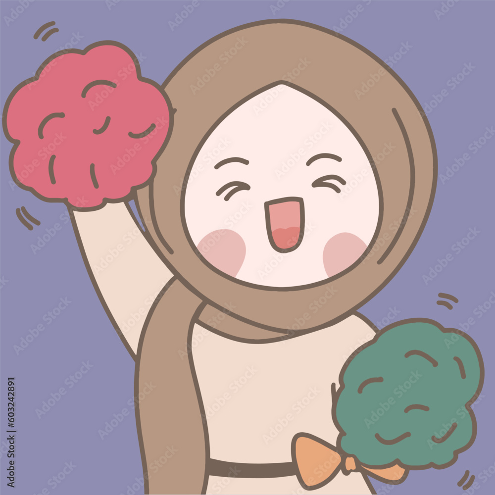 hijab girl cheering with smile hijab girl cheering with smile
