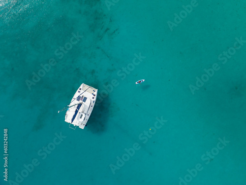 Ayayorgi Coast White Beach Drone Photo in the Summer Season, Cesme Izmir Turkey (Turkiye) © raul77