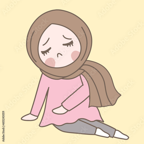 muslim girl is tired , tired hijab girl