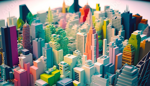 Colorful metropolitan cityscape, generated ai
