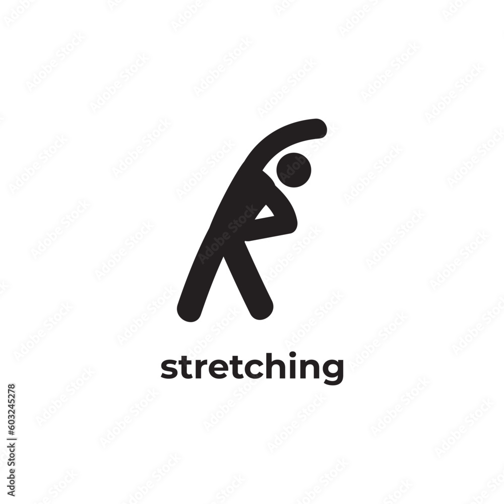simple black people stretching icon design template