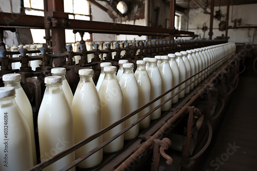 Milk production at factory. Generative AL