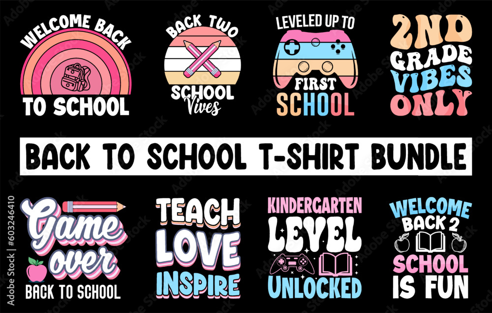 Back to school t-shirt bundle vector, Hello Kindergarten T-Shirt set, welcome back to school, hello kindergarten
