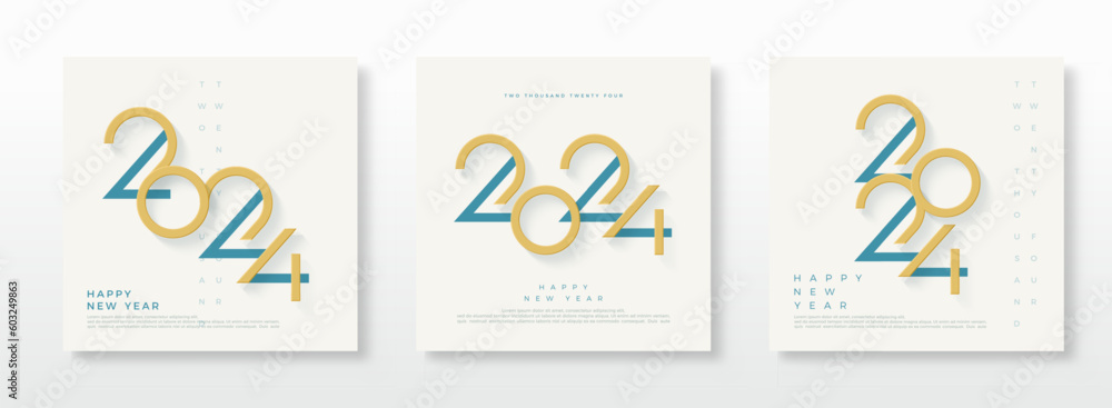 New year 2024 set. With numbers for poster, banner and celebration greeting. Premium design vector background illustration.
