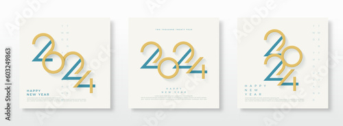 Fototapeta Naklejka Na Ścianę i Meble -  New year 2024 set. With numbers for poster, banner and celebration greeting. Premium design vector background illustration.