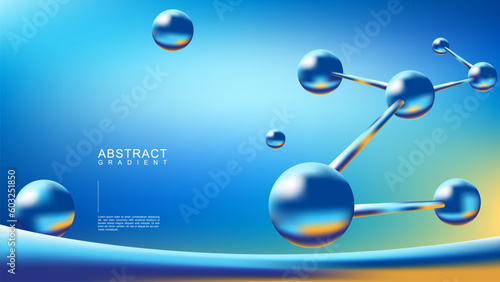 3d abstract molecule ball with colorful gradient great for cover, background, printing