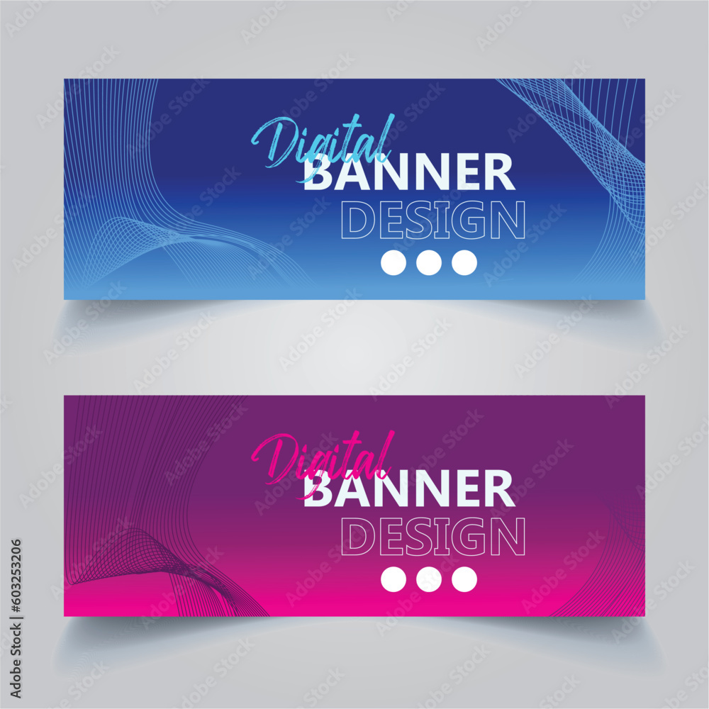 Blue and Pink Color Banner Design illustration of a set of banners Blue and Pink Color Banner Design illustration of a set of banners