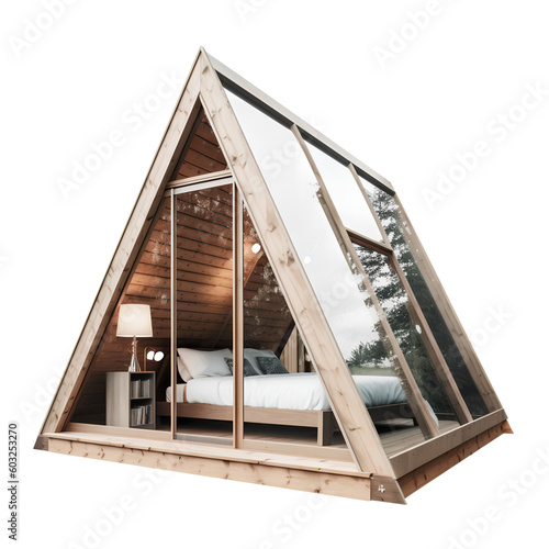 A-frame cozy Glamping house exterior design