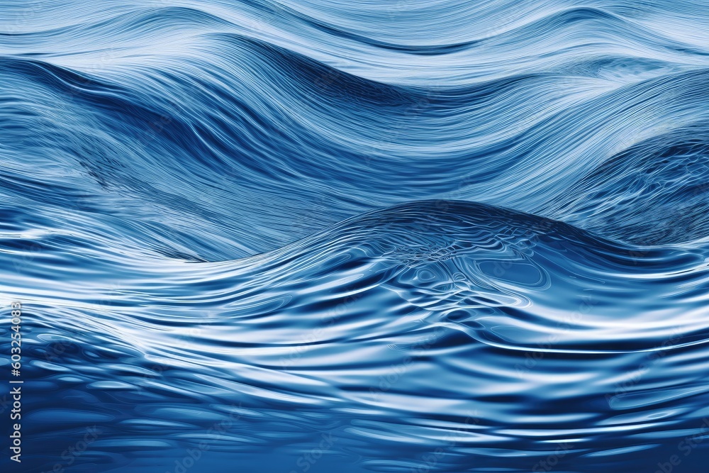 Beautiful blue sea waves, abstract illustration. Generative AI
