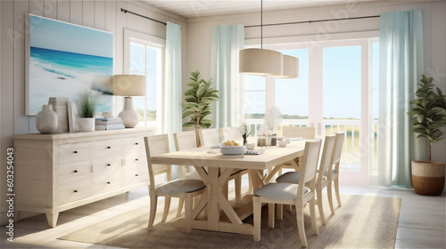 Generative AI, Coastal-inspired Dining Room