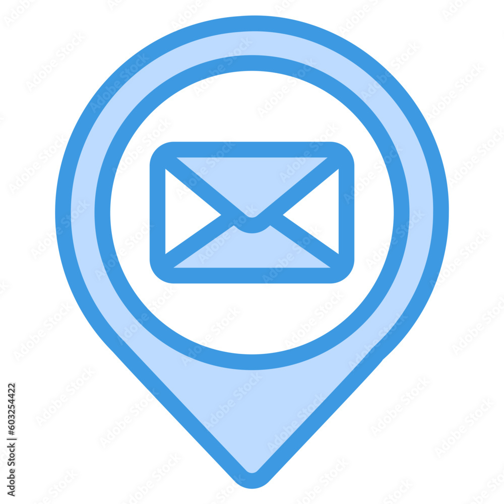 Post office location icon in blue style, use for website mobile app presentation Post office location icon in blue style, use for website mobile app presentation