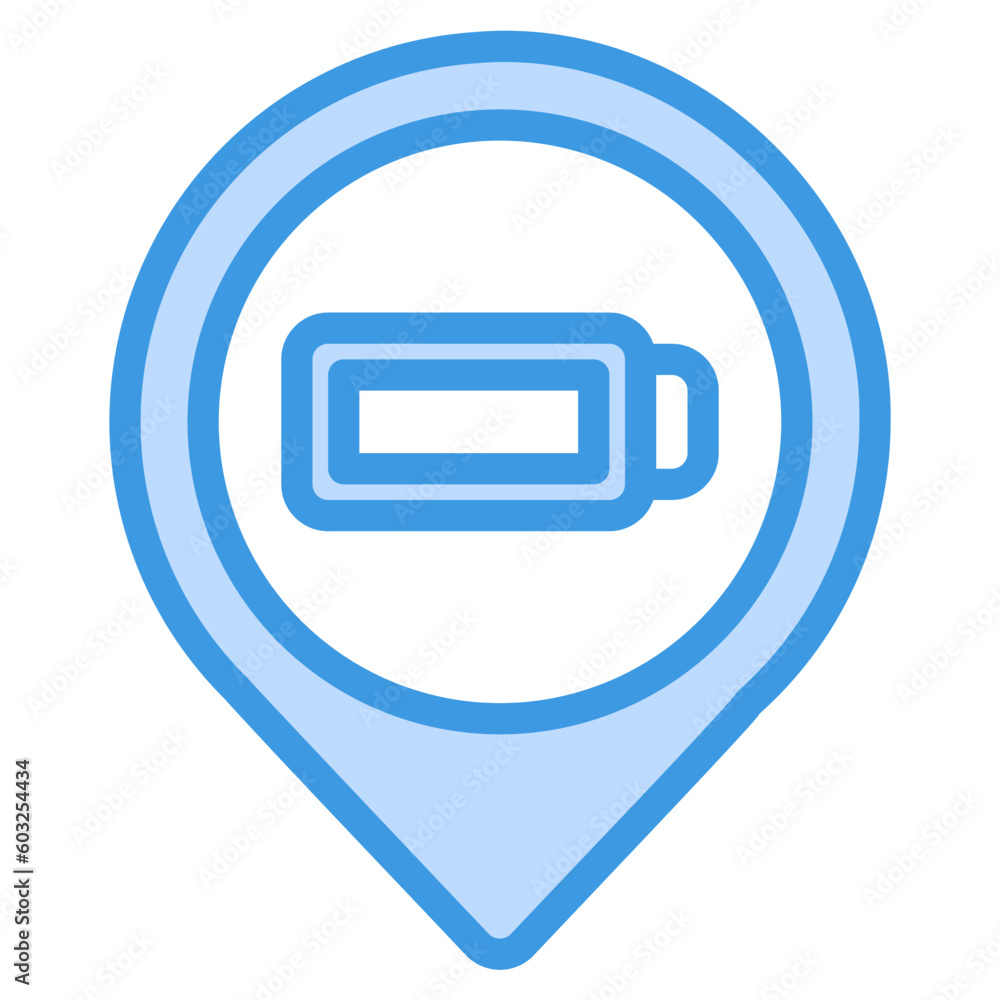 Battery location icon in blue style, use for website mobile app presentation Battery location icon in blue style, use for website mobile app presentation