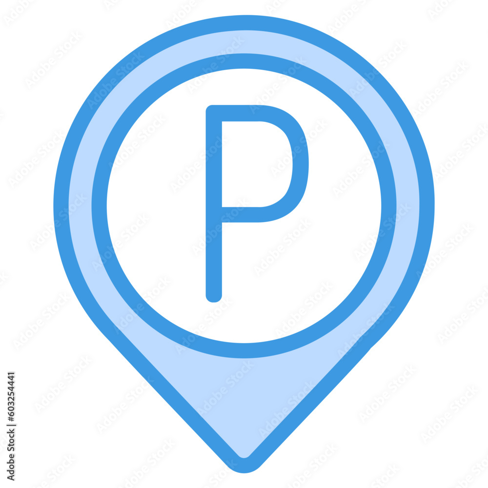 Parking location icon in blue style, use for website mobile app presentation Parking location icon in blue style, use for website mobile app presentation
