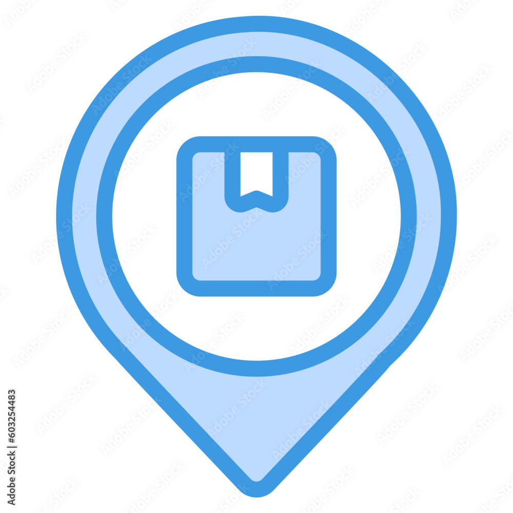 Package location icon in blue style, use for website mobile app presentation Package location icon in blue style, use for website mobile app presentation