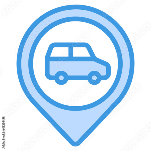 Car location icon in blue style, use for website mobile app presentation