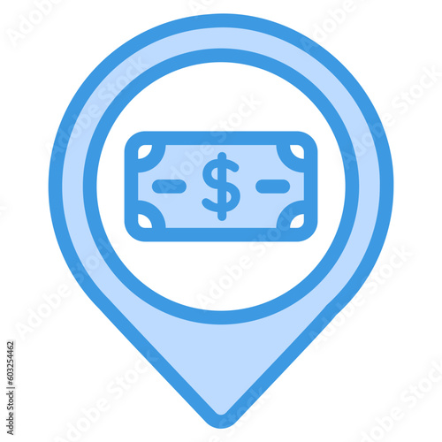 Payment location icon in blue style, use for website mobile app presentation