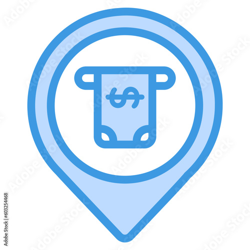 ATM location icon in blue style, use for website mobile app presentation