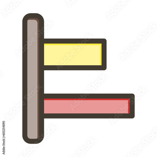 Horizontal Left Align Vector Thick Line Filled Colors Icon Design