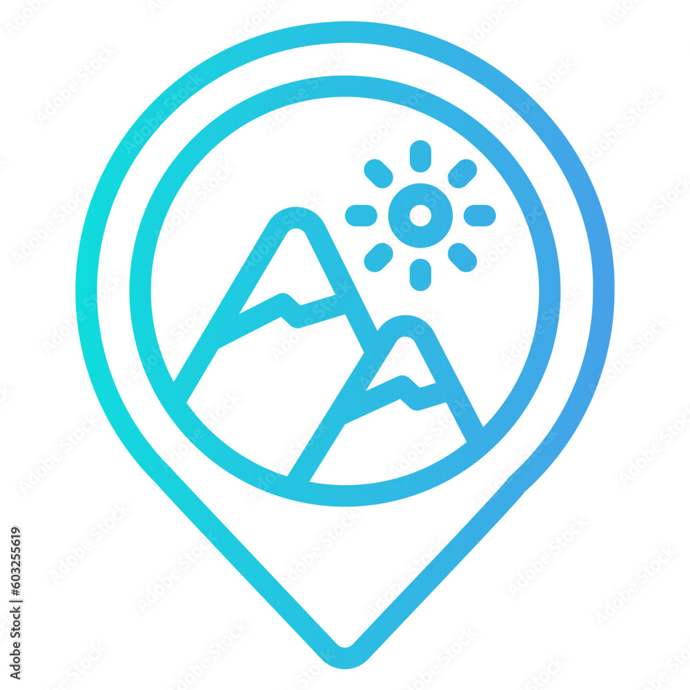 Mountain location icon in gradient style, use for website mobile app presentation Mountain location icon in gradient style, use for website mobile app presentation