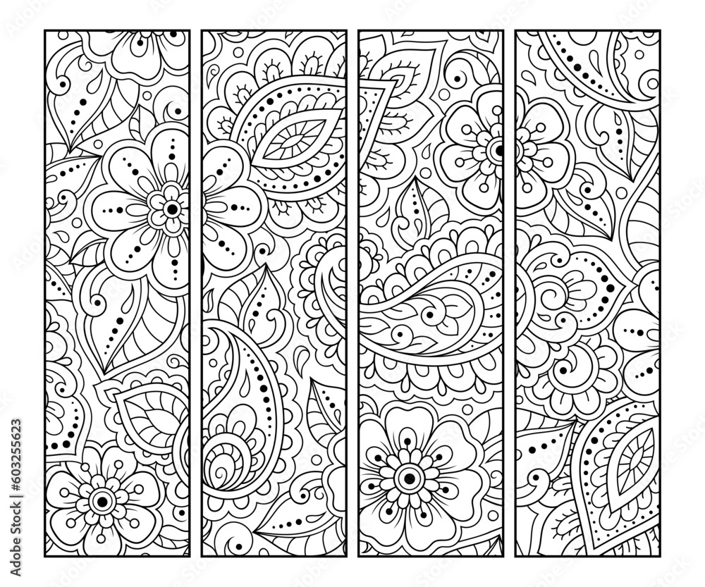 Printable bookmark for book - coloring. Set of black and white labels ...
