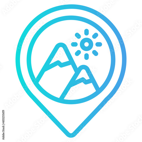 Mountain location icon in gradient style, use for website mobile app presentation