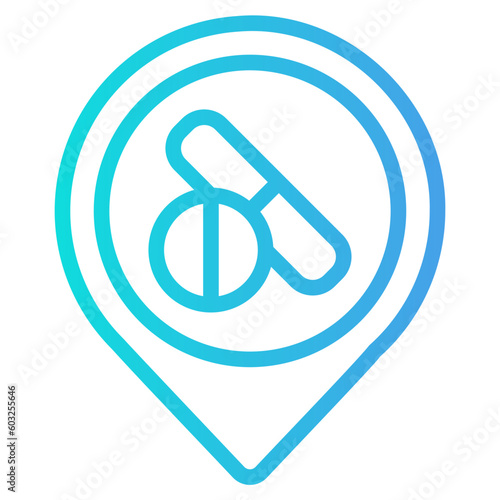 Pharmacy location icon in gradient style, use for website mobile app presentation