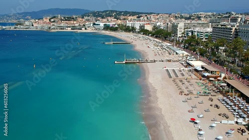 Panorama of Cannes and beach, Cote d'Azur, France, South Europe photo
