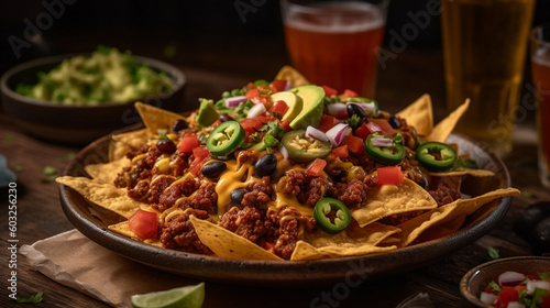 nachos mexican chili carne in a bowl