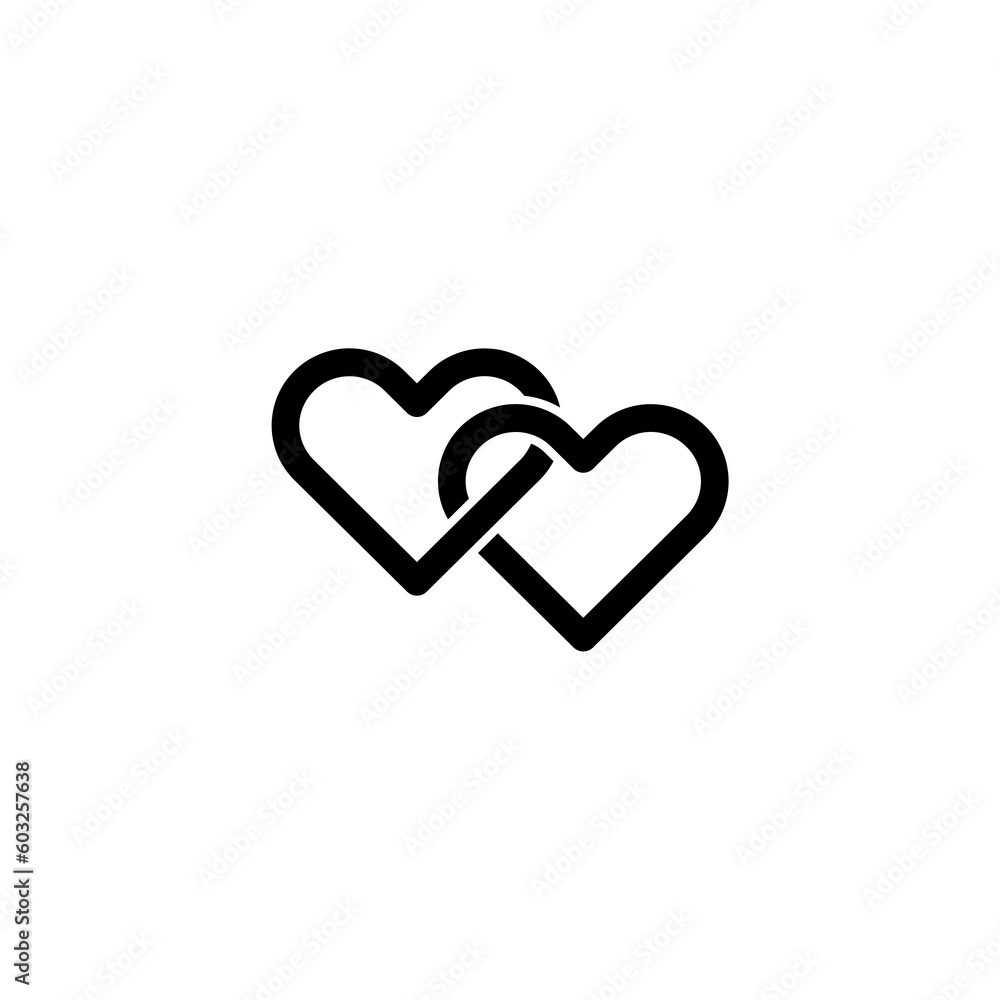 Linkend hearts icon isolated on white background. Romantic symbol. Linkend hearts icon isolated on white background. Romantic symbol.