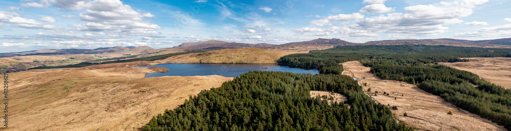 Aerial view of Lough Anna, the drinking water supply for Glenties and Ardara - County Donegal, Ireland