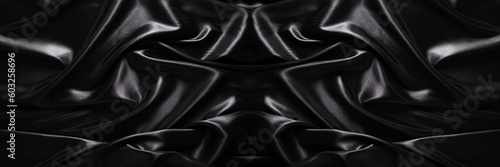 Banner, abstract background of black silk fabric.