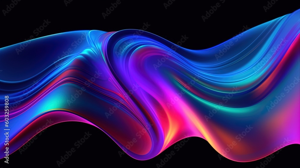 Obraz premium 3d render, abstract background with glowing waves.Generative Ai