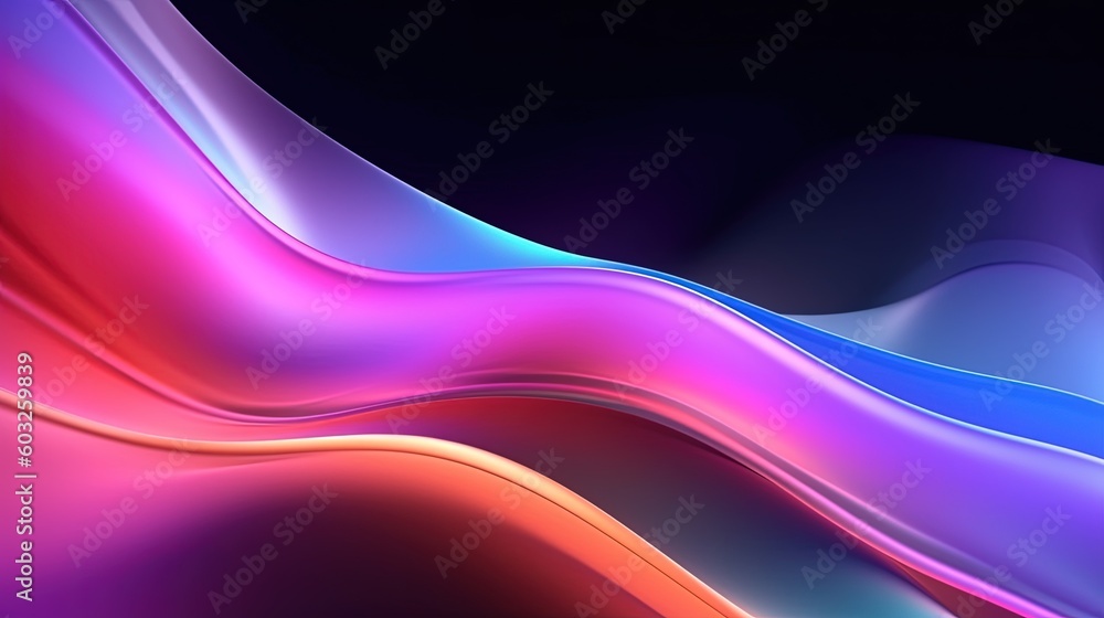 Naklejka premium 3d render, abstract background with glowing waves.Generative Ai