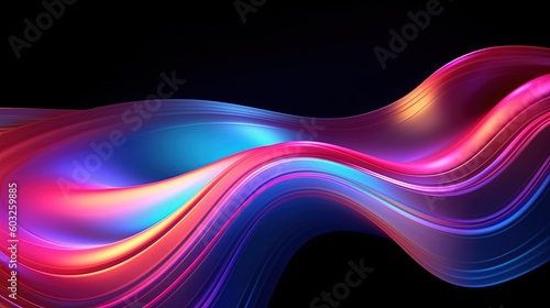 3d render, abstract background with glowing waves.Generative Ai